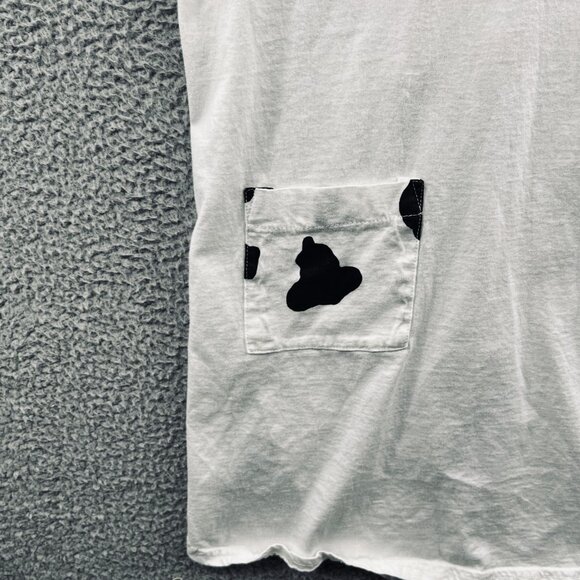 Vintage Printemps Shirt Mens One Size White Black Cow Print Novelty Buttons 90s - Picture 6 of 12
